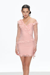 Cahid Fileli Puantiyeli Mini Elbise